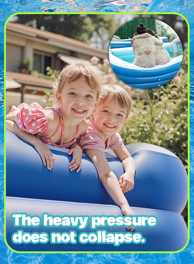 Inflatable Swimming Pool with Free Air Pump -Upgraded version - thicker and more durable- PVC Family Size Outdoor Pool for Adults  Kids, Quick Setup Backyard Summer Fun - Image 3